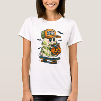 Candy Hunter Skateboarding Ghost Halloween-T - Shi T-Shirt