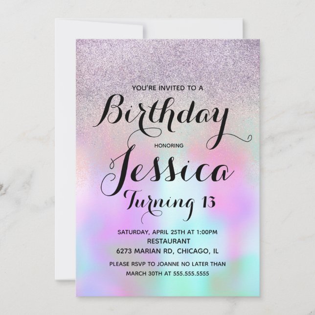 Candy Ink Liquid Marble Glitzer Birthday Teen Einladung (Vorderseite)
