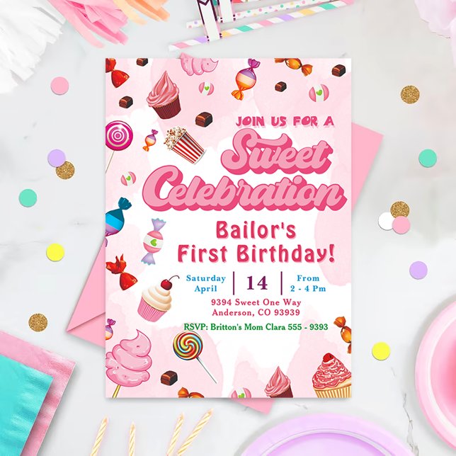 Candy Invitation Anniversaire La Première Partie (Créateur téléchargé)