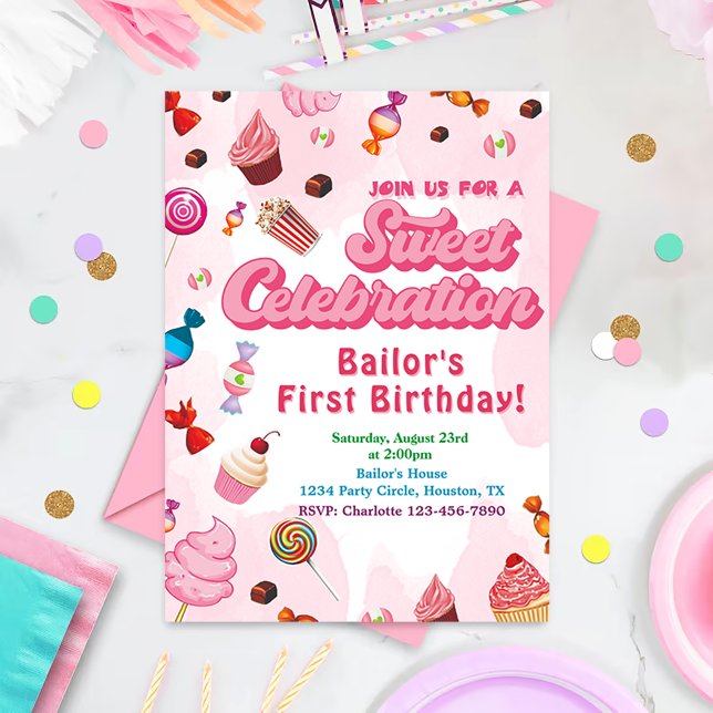 Candy Invitation Anniversaire La Première Partie (Créateur téléchargé)
