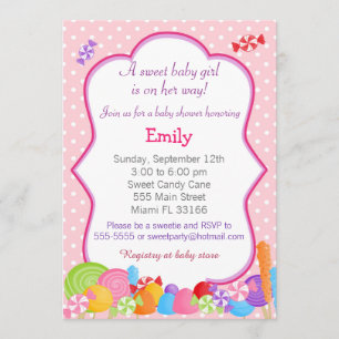 Candy Invitation Baby Girl Dusche Rosa Einladung