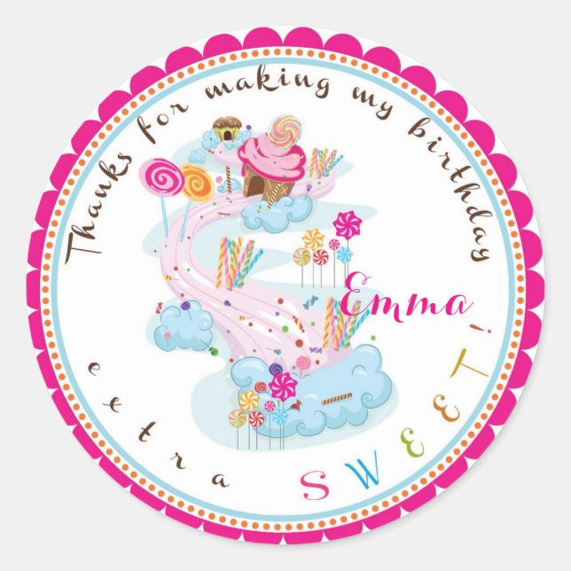 Candy Land Birthday Stickers (Vorderseite)