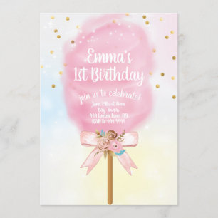 Candy Land Cotton Candy Birthday Einladung