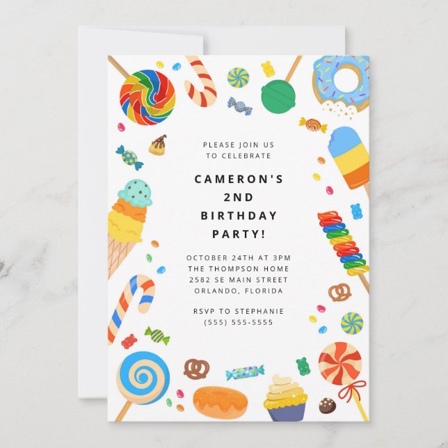 Candy Land Girl Birthday Invitation Einladung (Vorderseite)
