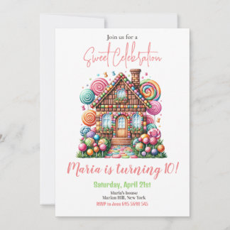 Candy Land Girl Birthday Sweet Celebration Rainbow Einladung