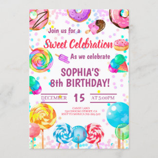 Candy Land Girl Geburtstag Sweet Celebration Regen Einladung