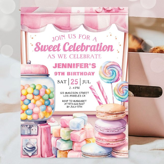 Candy Land Girl Pink Sweet Celebration Birthday Einladung (Von Creator hochgeladen)
