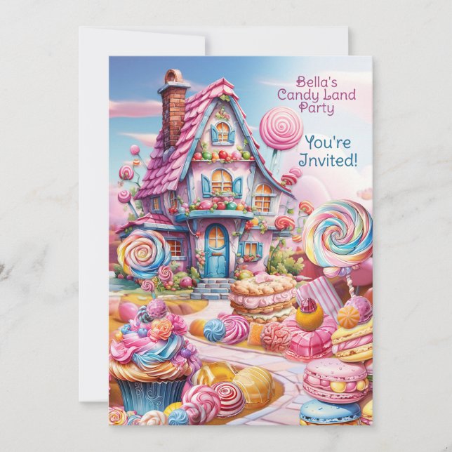 Candy Land Invitation Anniversaire Whimsical (Devant)