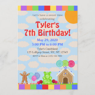 Candy Land Invitation de fête d'anniversaire