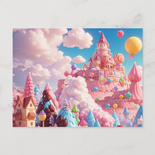 Candy Land mit Blume Postkarte (Vorderseite)