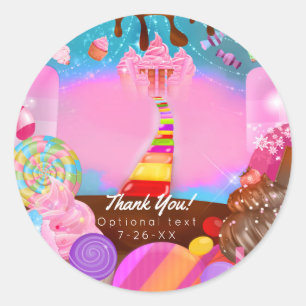 Candy Land Party Fantasy Candy Cupcakes Gefallen Runder Aufkleber
