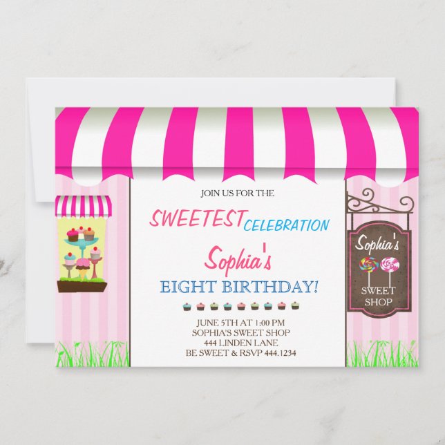 Candy Land Sweet Shop Anniversaire Fête Invitation (Devant)
