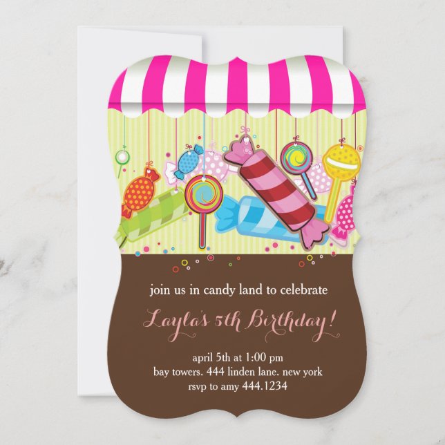 Candy land Sweet Shop Anniversaire Invitations (Devant)