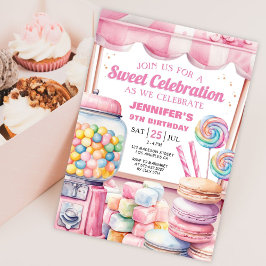 Candy Land Watercolor Sweet Celebration Birthday Einladung