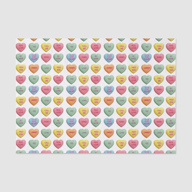 Candy Liebe hört romantisches Wortmuster Seidenpapier (Vorderseite)