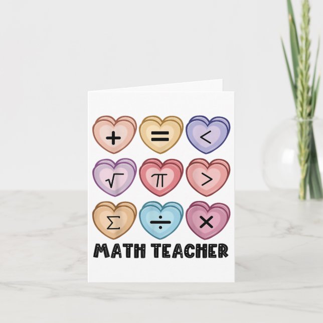 Candy Math Valentinstag Hearts Teacher Mathemati Karte (Vorderseite)