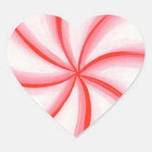 Candy Mint Swirl Heart Shaped Stickers