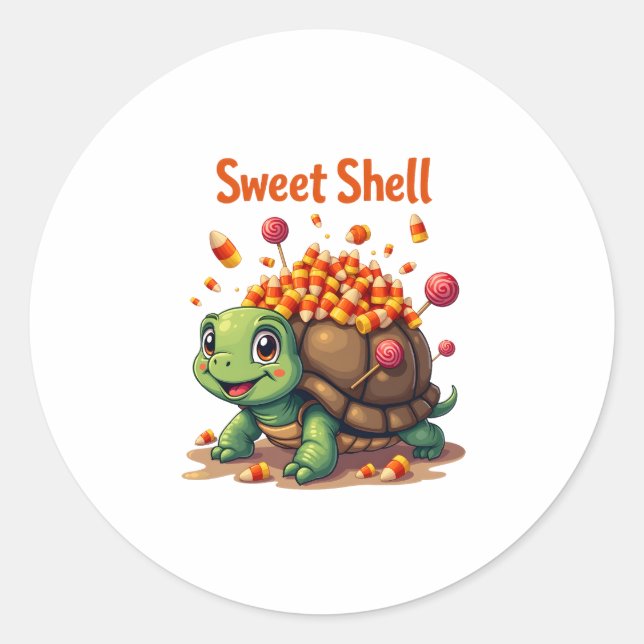 Candy Muschel Turtle Runder Aufkleber (Vorderseite)