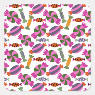 Candy-Muster Lollenmuster Lollipop 6 Quadratischer Aufkleber