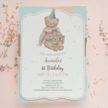 Candy Niedlich Bear 1. Geburtstag Einladung