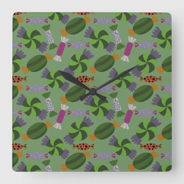 Candy pattern | Lollies pattern | lollipop 27 Quadratische Wanduhr (Vorderseite)