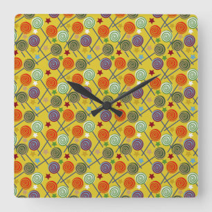 Candy pattern Lollies pattern lollipop 30 Quadratische Wanduhr
