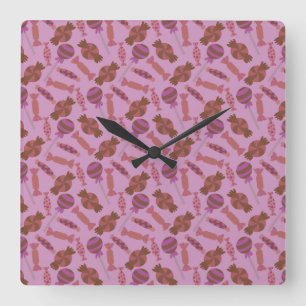 Candy pattern Lollies pattern lollipop 34 Quadratische Wanduhr