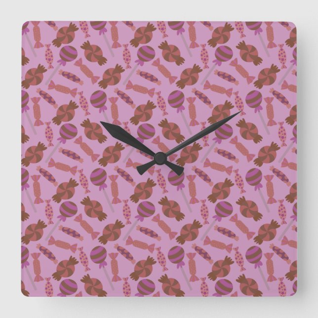 Candy pattern | Lollies pattern | lollipop 34 Quadratische Wanduhr (Vorderseite)