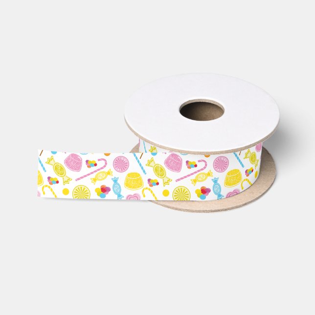 Candy Pattern Lollipop Gumdrops Party Supplies Satinband (Spule)