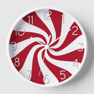 Candy Peppermint Swirl Rote und weiße Uhr