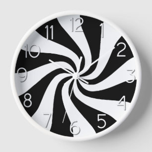 Candy Peppermint Swirl Schwarz-Weiß Uhr