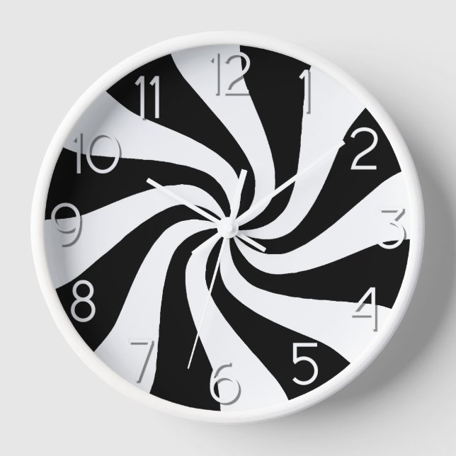 Candy Peppermint Swirl Schwarz-Weiß Uhr (Vorderseite)