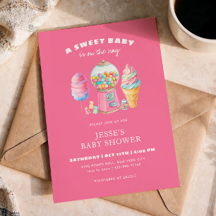 Candy Pink Eine süße Babyparty ist auf dem Weg Einladung