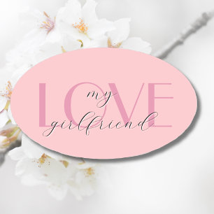 Candy Pink Elegante LIEBE Pastell Rose Valentine Ovaler Aufkleber