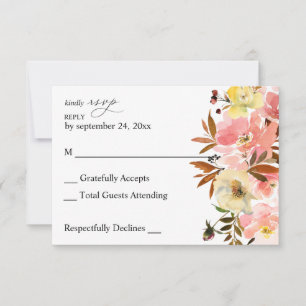 Candy Pink & Gelb Blütenblätter RSVP Karte