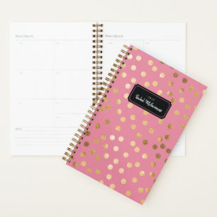 Candy Pink Gold Glitzer Dots Jahr und Name Planner Planer