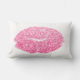 Candy Pink Lips Glitzer White Makeup Kiss Lendenkissen