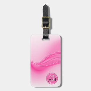 Candy Pink Modern Waves Monogramm Gepäckanhänger