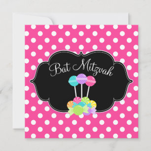 Candy Pink Polka Dot Bat Mitzvah Einladungen