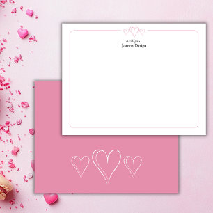 Candy Pink-Rand-Drei-Herzen-Schreibwaren-Notizkart Mitteilungskarte