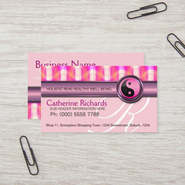 Candy Pink Reiki Cartes de visite santé et beauté (Devant/Arrière en situation)