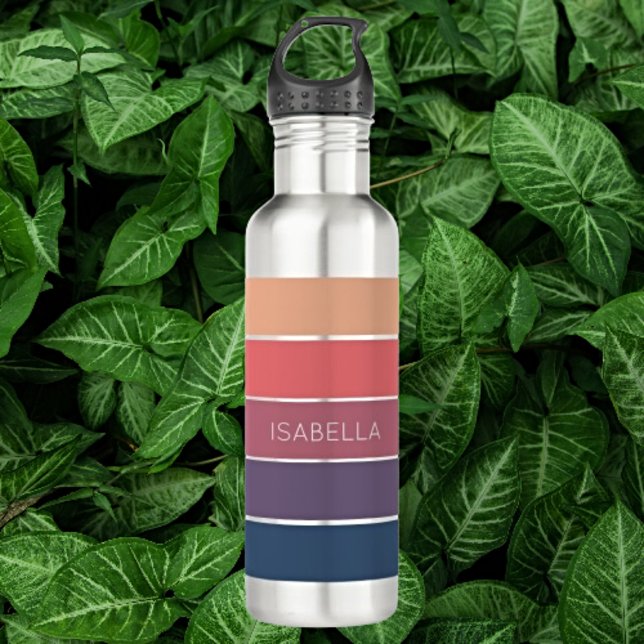 Candy Pink und Serene Blue Aesthetic Stripes Edelstahlflasche (Von Creator hochgeladen)