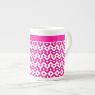 Candy Pink und White Geometric Islamic Pattern Prozellantasse