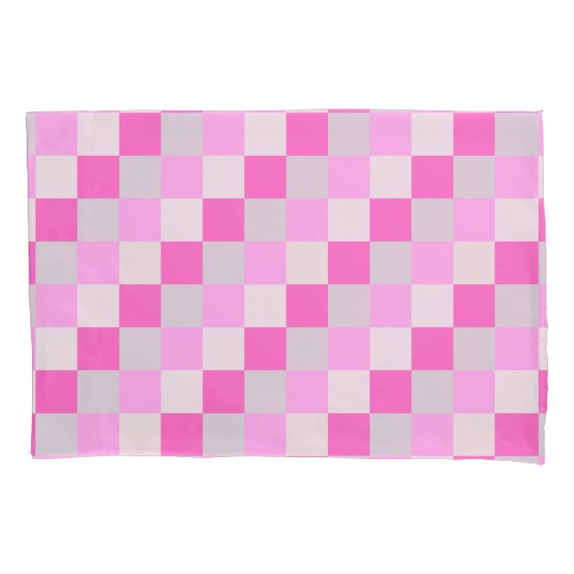 Candy Pink und White Karo Muster Kissenbezug (Vorderseite)