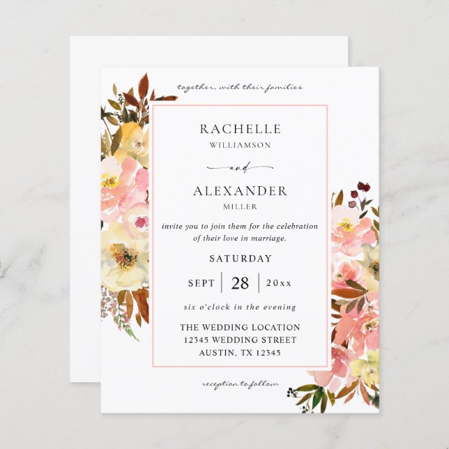 Candy Pink & Yellow Floral 2 Hochzeit (Vorne/Hinten)