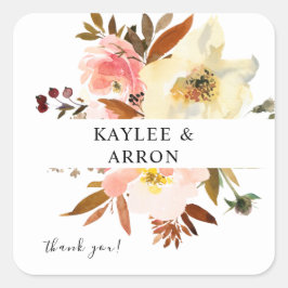 Candy Pink & Yellow Floral Danke Square Sticker