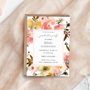 Candy Pink & Yellow Floral Graduation Party Einladung