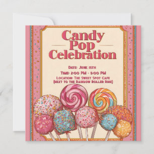 "Candy Pop Celebration" Einladung mit Lollipops