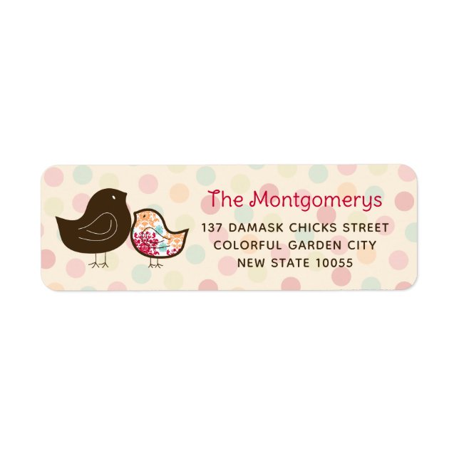 Candy Pop Cute Damask Chicks Baby Shower Address (Vorne)