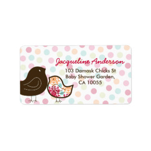 Candy Pop Damask Chicks Baby showers Étiquettes de